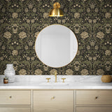 NW44606 vintage floral peel and stick wallpaper bathroom from NextWall