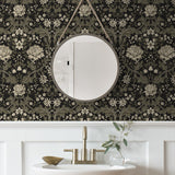 NW44610 vintage floral peel and stick wallpaper powder room from NextWall