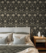 NW44610 vintage floral peel and stick wallpaper bedroom from NextWall