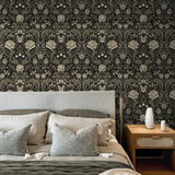 NW44610 vintage floral peel and stick wallpaper bedroom from NextWall