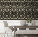 NW44610 vintage floral peel and stick wallpaper dining room from NextWall