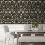 NW44610 vintage floral peel and stick wallpaper dining room from NextWall