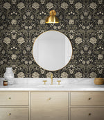 NW44610 vintage floral peel and stick wallpaper bathroom from NextWall