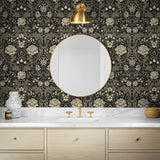 NW44610 vintage floral peel and stick wallpaper bathroom from NextWall