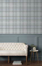 NW54303 tailor plaid peel and stick wallpaper living room from NextWall