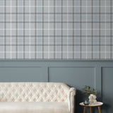 NW54303 tailor plaid peel and stick wallpaper living room from NextWall