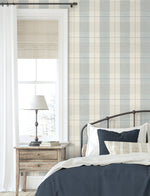 NW56902 plaid peel and stick wallpaper bedroom from NextWall