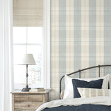 NW56902 plaid peel and stick wallpaper bedroom from NextWall