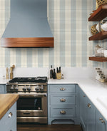 NW56902 plaid peel and stick wallpaper kitchen from NextWall