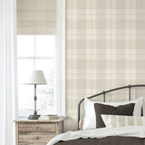 NW56906 plaid peel and stick wallpaper bedroom from NextWall