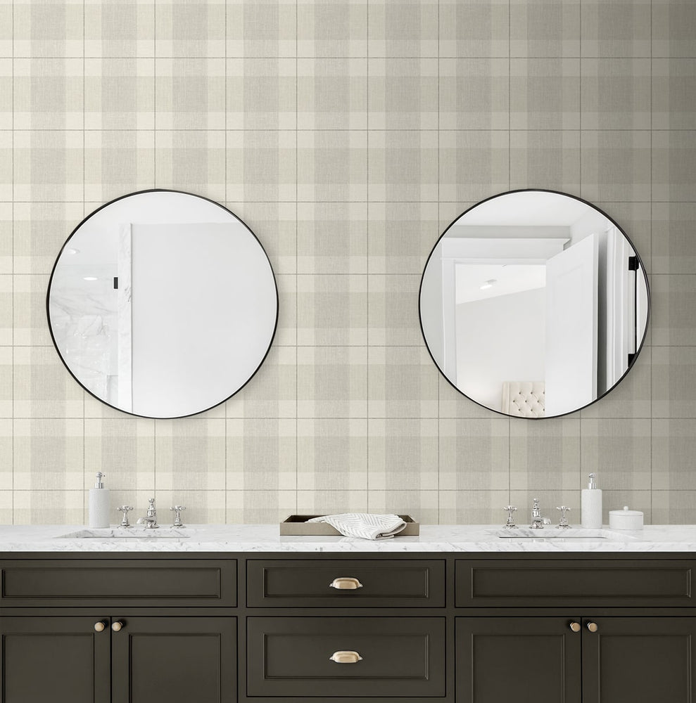 NW56906 plaid peel and stick wallpaper bathroom from NextWall