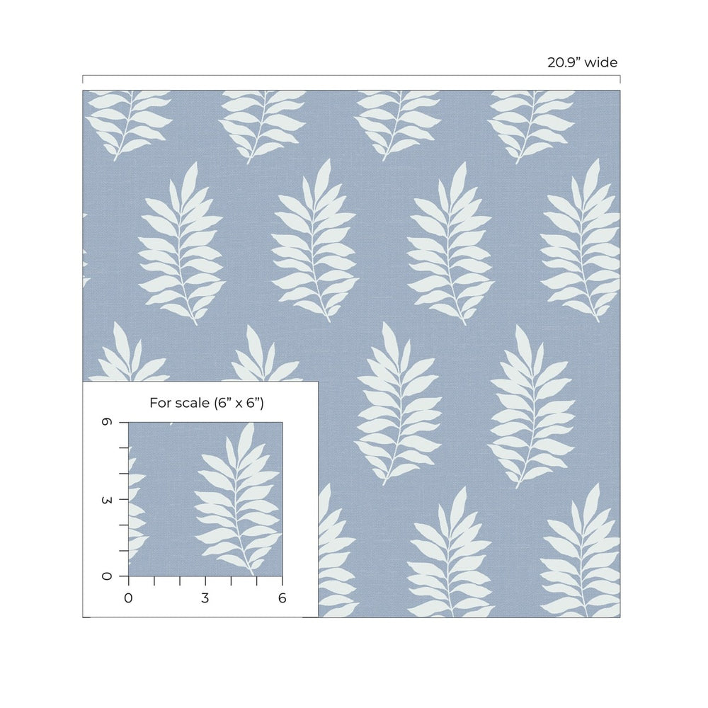 NW57202 Pinnate leaf coastal peel and stick wallpaper scale from NextWall