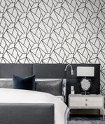 NW57300 geometric peel and stick wallpaper bedroom from NextWall