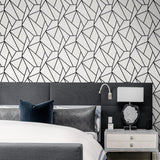 NW57300 geometric peel and stick wallpaper bedroom from NextWall