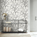 NW57400 tree peel and stick wallpaper entryway from NextWall