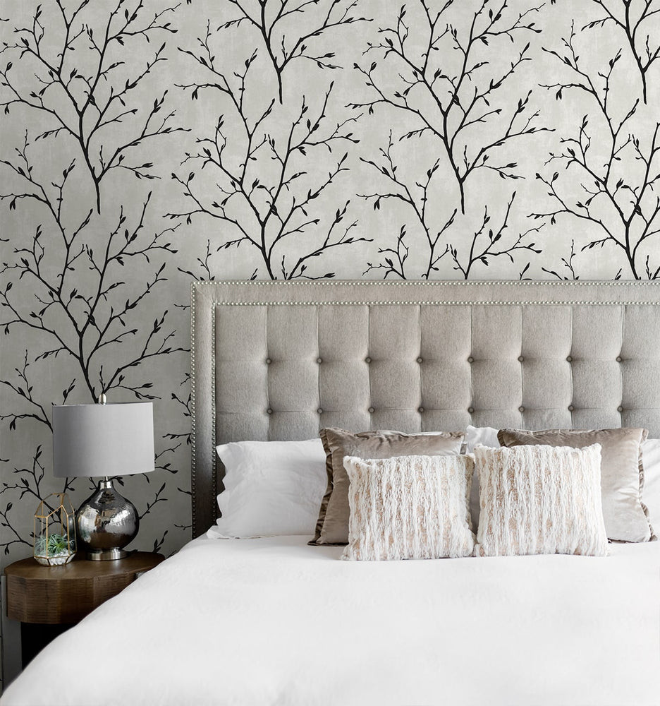 NW57400 tree peel and stick wallpaper bedroom from NextWall