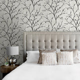 NW57400 tree peel and stick wallpaper bedroom from NextWall