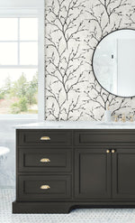 NW57400 tree peel and stick wallpaper bathroom from NextWall