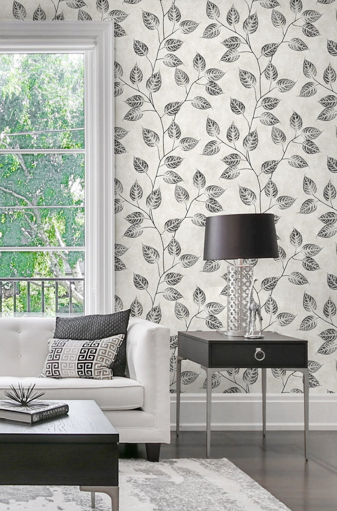 Leaf Silhouette Premium Peel and Stick Removable Wallpaper