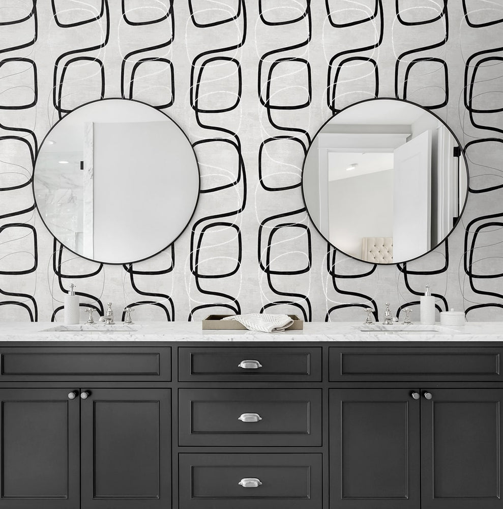 NW57600 geometric peel and stick wallpaper bathroom from NextWall