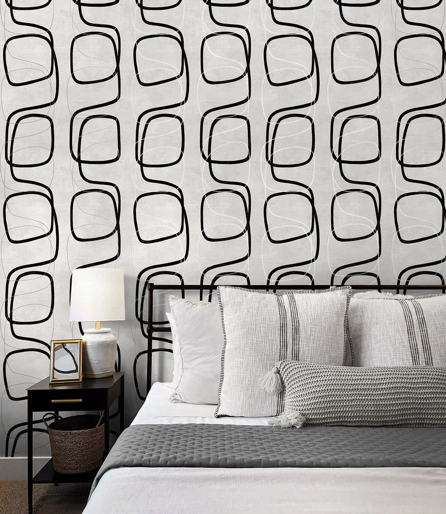 NW57600 geometric peel and stick wallpaper bedroom from NextWall