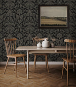 NW57710 vintage damask peel and stick wallpaper dining room from NextWall