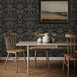 NW57710 vintage damask peel and stick wallpaper dining room from NextWall