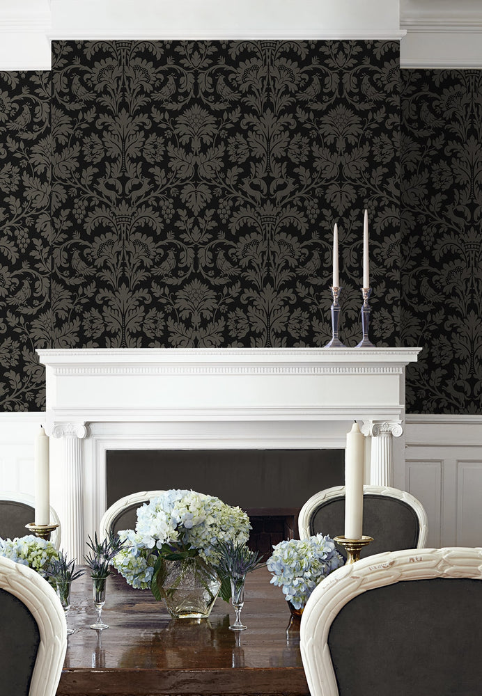 NW57710 vintage damask peel and stick wallpaper accent from NextWall