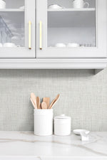 NW57800 faux linen peel and stick wallpaper kitchen from NextWall