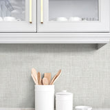 NW57800 faux linen peel and stick wallpaper kitchen from NextWall