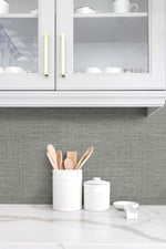 NW57808 faux linen peel and stick wallpaper kitchen from NextWall