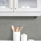 NW57808 faux linen peel and stick wallpaper kitchen from NextWall