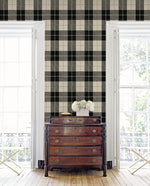 NW58100 plaid peel and stick wallpaper living room from NextWall