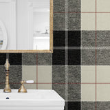 NW58100 plaid peel and stick wallpaper bathroom from NextWall