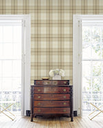 NW58105 plaid peel and stick wallpaper living room from NextWall