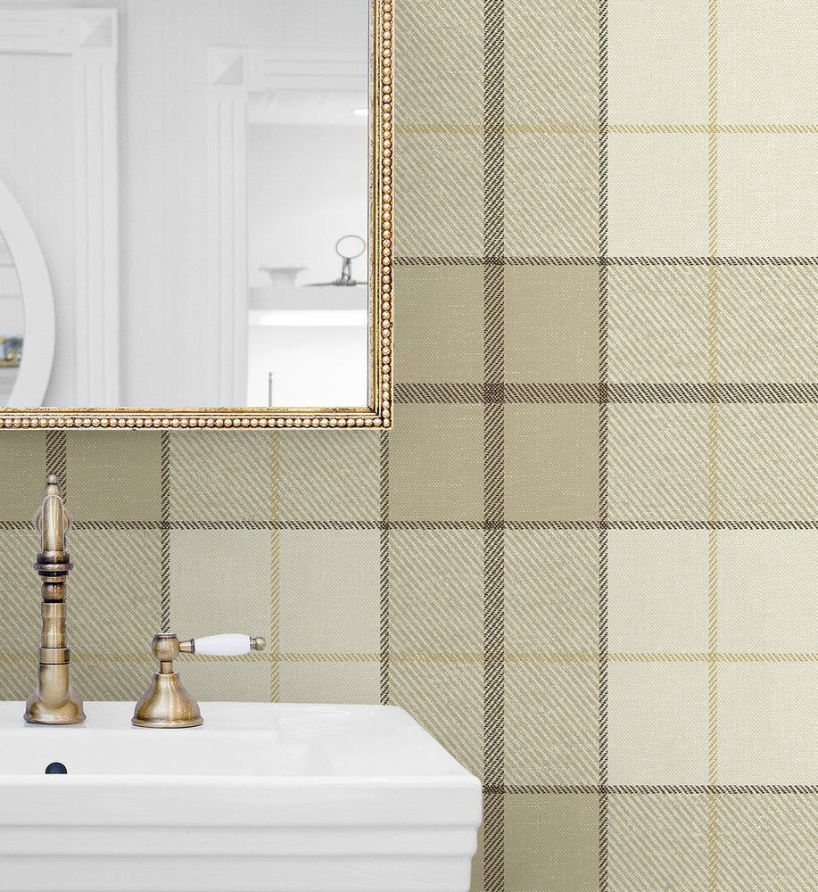 NW58105 plaid peel and stick wallpaper bathroom from NextWall