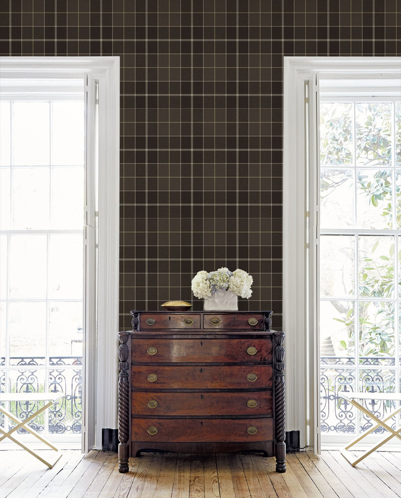 NW58106 plaid peel and stick wallpaper bedroom from NextWall