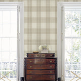 NW58110 plaid peel and stick wallpaper bedroom from NextWall