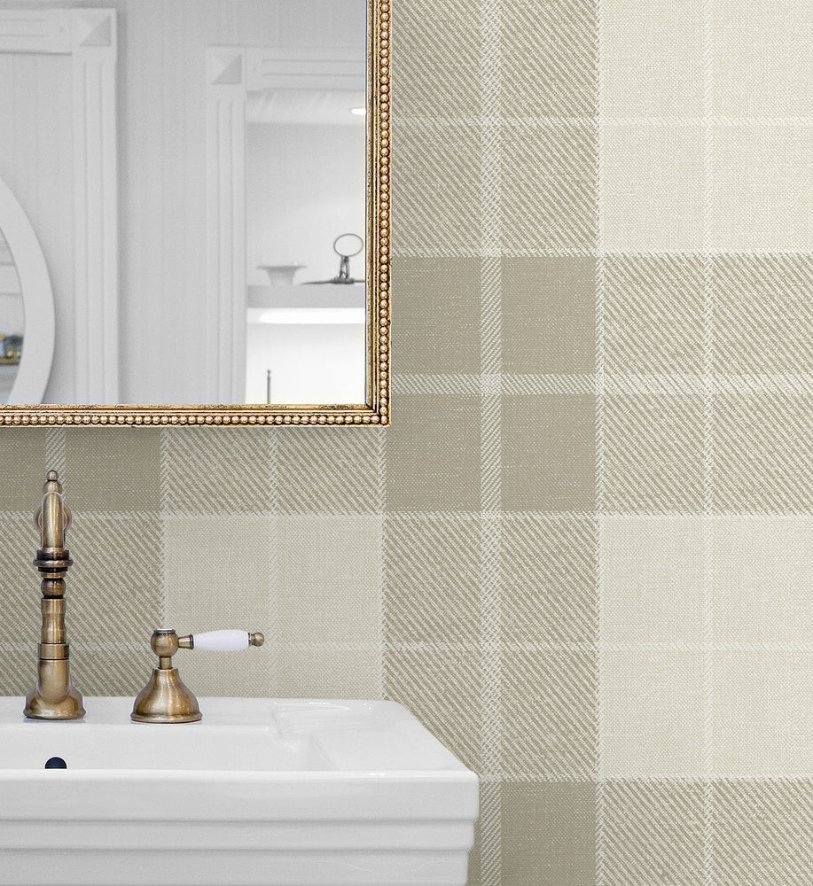 NW58110 plaid peel and stick wallpaper bathroom from NextWall