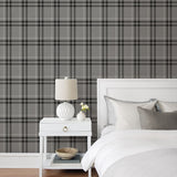 NW58200 plaid peel and stick wallpaper bedroom from NextWall