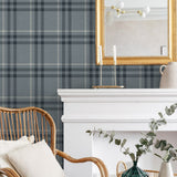 NW58202 plaid peel and stick wallpaper dining room from NextWall