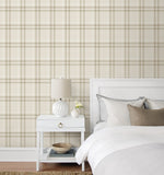 NW58203 plaid peel and stick wallpaper bedroom from NextWall