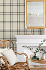 NW58205 plaid peel and stick wallpaper dining room from NextWall