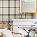 NW58205 plaid peel and stick wallpaper dining room from NextWall