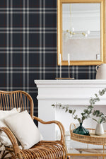 NW58212 plaid peel and stick wallpaper dining room from NextWall