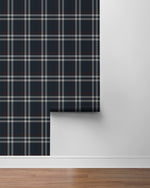 NW58212 plaid peel and stick wallpaper roll from NextWall