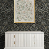 NW58400 filigree floral damask peel and stick wallpaper entryway from NextWall