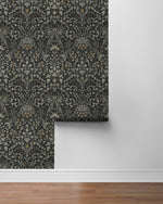 NW58400 filigree floral damask peel and stick wallpaper roll from NextWall