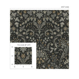 NW58400 filigree floral damask peel and stick wallpaper scale from NextWall