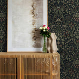 NW58402 filigree floral damask peel and stick wallpaper accent from NextWall